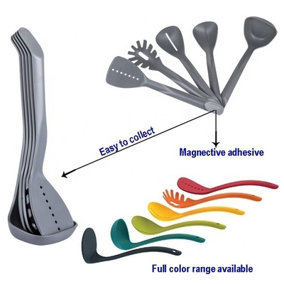 Nonstick Cooking Made Stylish 5-Piece Compact Nesting Utensil Set in Vibrant Colors