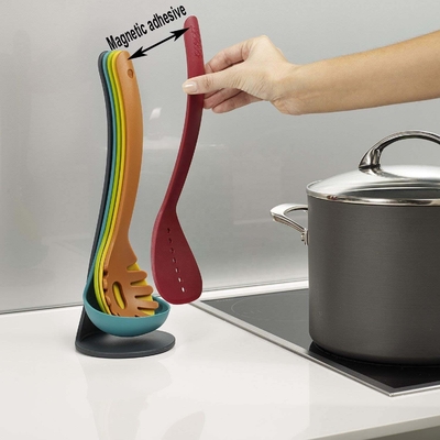 Nonstick Cooking Made Stylish 5-Piece Compact Nesting Utensil Set in Vibrant Colors