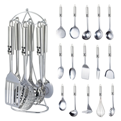 7 Piece Sustainable Utensils Stainless Steel Metal Silicone Kitchen Tool and Utensils Set
