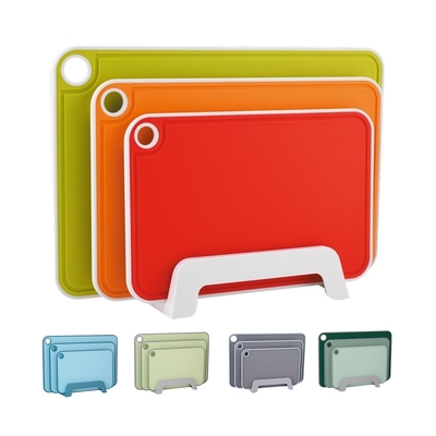 Logo Printed PP Plastic Kitchen Chopping Board with Juice Groove and Nonslip Design