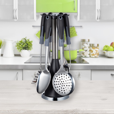 Compact Kitchen Designs Stainless Steel Cookware Set with Metal Utensils Included