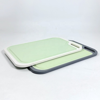 Square Plastic Chopping Board Set of 3 with Non-Slip Feet and Deep Drip Juice Groove