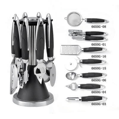 Home Kitchen ABS Handle Stainless Steel 430 Wooden Utensil Set Kitchen Ware Gadget Set
