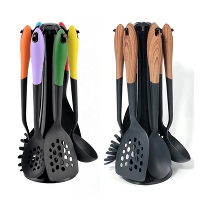 Colorful 6-Piece Nylon Baking Utensil Set Wooden Handles and Non-Stick for Cooking