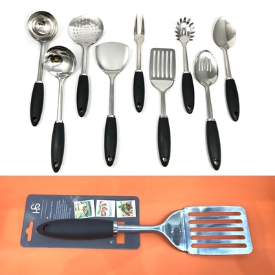 TPR Plastic Handle 7 Piece Stainless Steel Kitchen Utensils Set for All Cookware