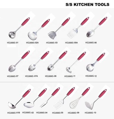 TPR Plastic Handle 7 Piece Stainless Steel Kitchen Utensils Set for All Cookware