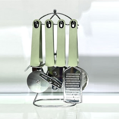 Home Kitchen TPR Handle Stainless Steel Utensil Set with Holder and Other Cooking Tools