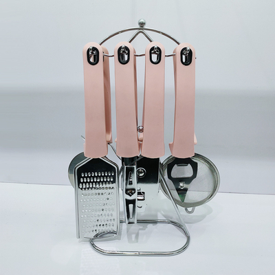 Home Kitchen TPR Handle Stainless Steel Utensil Set with Holder and Other Cooking Tools