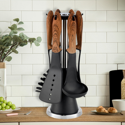 Food Grade Eco-Friendly Kitchenware Non Stick Utensil Set with Heat Resistant Spoons