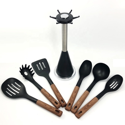 2024 Best Seller Wooden Handle Silicone Cooking Utensil Set with Nylon66 Material