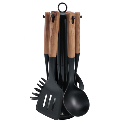 2024 Best Seller Wooden Handle Silicone Cooking Utensil Set with Nylon66 Material