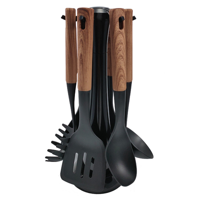 2024 Best Seller Wooden Handle Silicone Cooking Utensil Set with Nylon66 Material