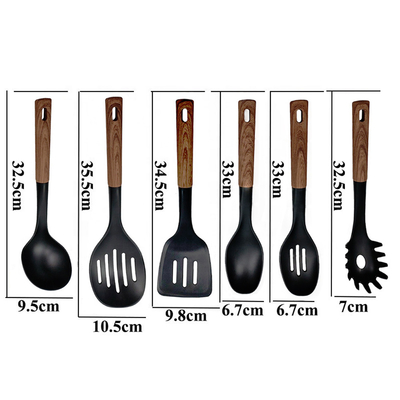 2024 Best Seller Wooden Handle Silicone Cooking Utensil Set with Nylon66 Material
