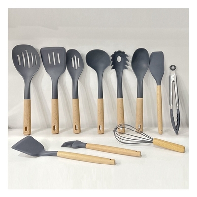 7-Piece Utensil Sets with Wooden Handle and Hanging Hole Heat Resistant up to 240C