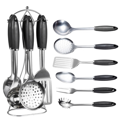 TPR Handle Stainless Steel Kitchen Utensils Spoons for Home and Kitchen Accessories