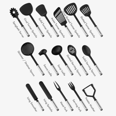 7 Piece Nylon Kitchen Utensil Set Food Safe Kitchen Accessories for Effortless Cooking