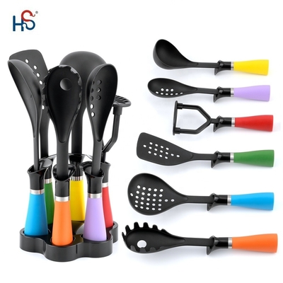 Non-stick Kitchen Utensils Set with Colorful Nylon66 Handles and Silk Printing Logo