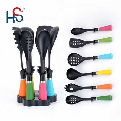 Non-stick Kitchen Utensils Set with Colorful Nylon66 Handles and Silk Printing Logo