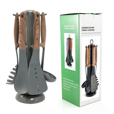 ISO9001 Certified Non-stick Cookware Set with Wooden Finish Handle and Kitchen Utensils