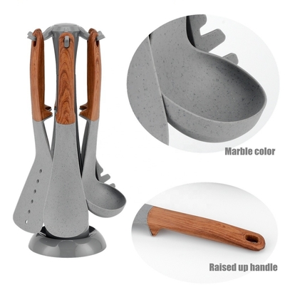 ISO9001 Certified Non-stick Cookware Set with Wooden Finish Handle and Kitchen Utensils